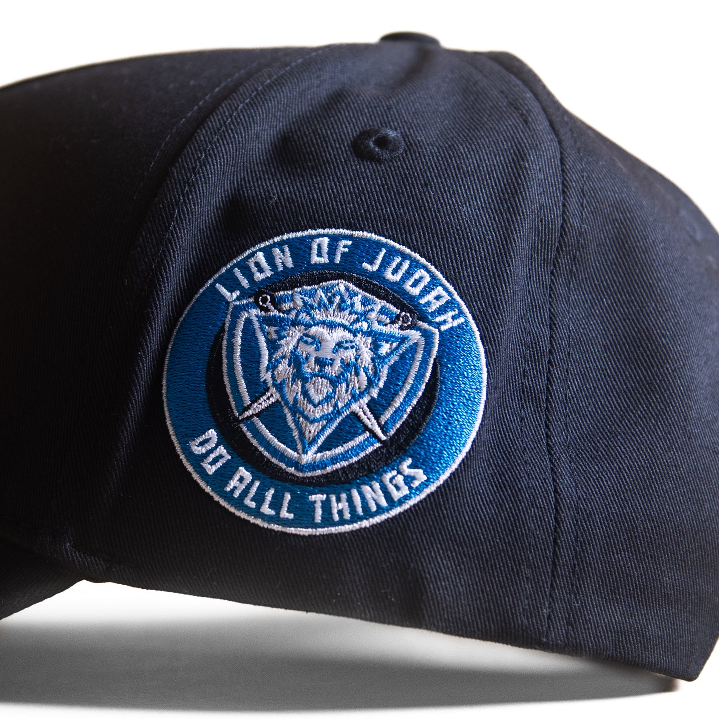 Black cap with 'Do All Things' text on a white background - Detroit Lions cap - faith based snapback - lion of judah - black and blue snapback - lions hats - lions snapbacks - nfl hats - nfl snapbacks