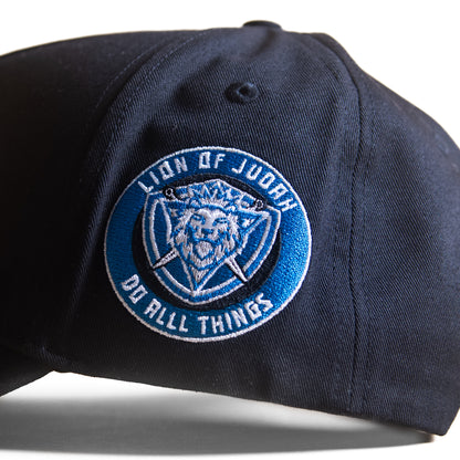 Black cap with 'Do All Things' text on a white background - Detroit Lions cap - faith based snapback - lion of judah - black and blue snapback - lions hats - lions snapbacks - nfl hats - nfl snapbacks